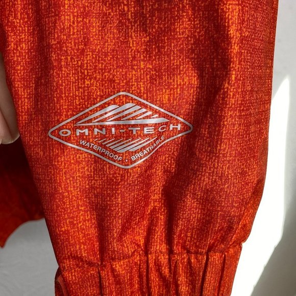 Columbia men's size Small, omni-tech, full zip orange hooded rain jacket. - Picture 7 of 9